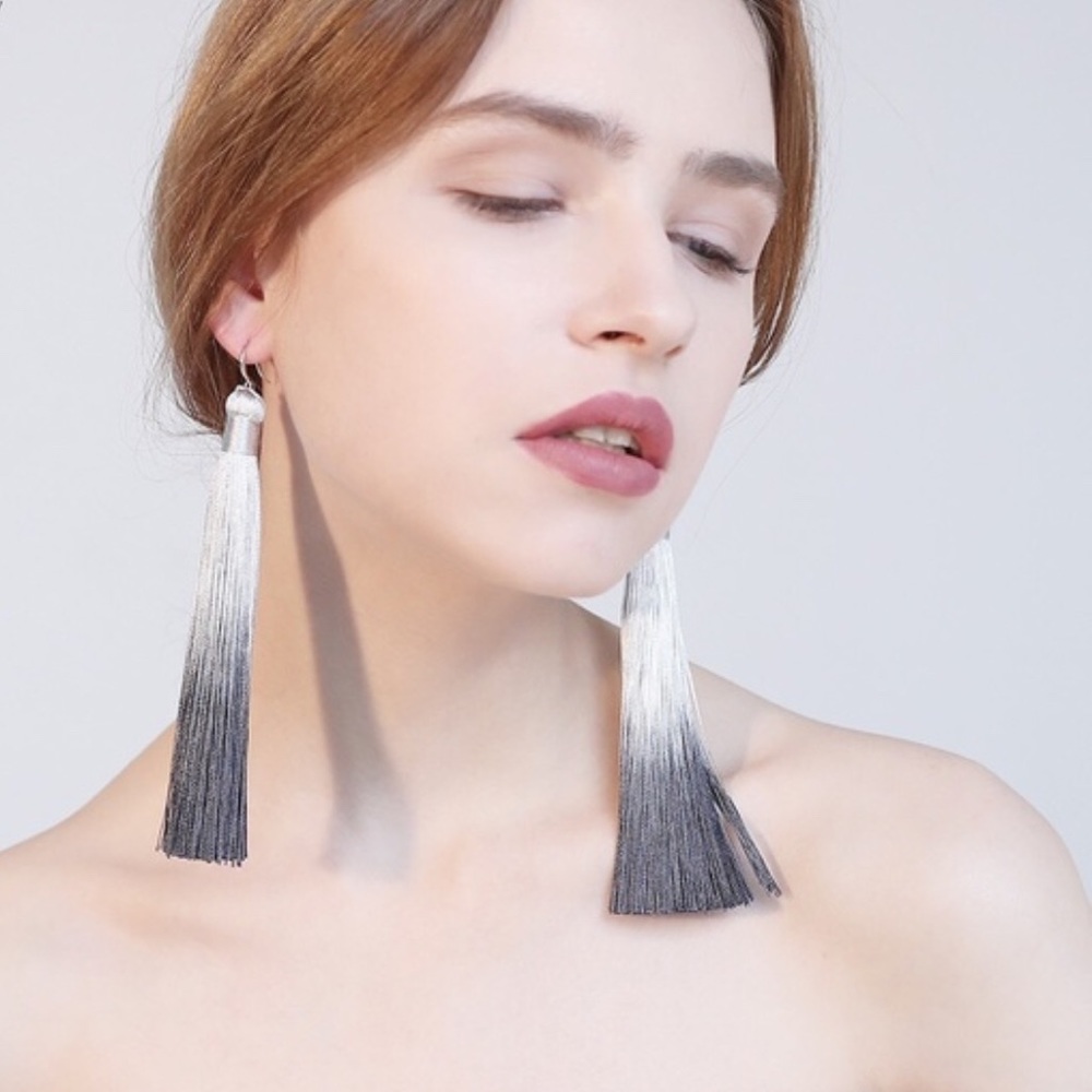 Ombre Long Tassel Earrings